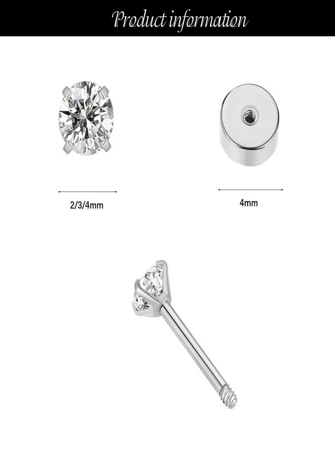 VDKIDKT 3mm Tiny CZ Flat Screw Back Stud Earrings for Unisex, Gold Screw on Flat Back Earrings, Helix Flatback Piercing Jewelry Gifts for Women Girls (Silver, 3mm) - Image 4